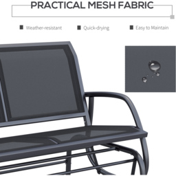 Outsunny 2 Seater Black Steel Glider Bench - Wilko - thumbnail 6