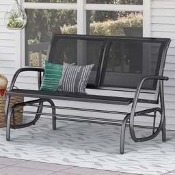 Outsunny 2 Seater Black Steel Glider Bench - Wilko