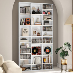 HOMCOM 36 Shelf Marble Effect Large DVD and CD Media Storage Unit - Size: 195 x 23.5 cm x 102cm - Brown - Wilko - thumbnail 6