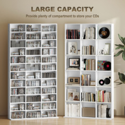 HOMCOM 36 Shelf Marble Effect Large DVD and CD Media Storage Unit - Size: 195 x 23.5 cm x 102cm - Brown - Wilko - thumbnail 5