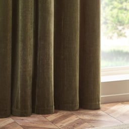Yard Olive Heavy Chenille Velvet Eyelet Curtain 168 x 183cm - Size: W 183 x D 168cm - Green - Yard Living - Wilko - thumbnail 5