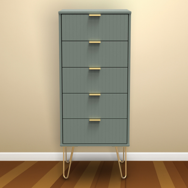 Crowndale 5 Drawer Reed Green Chest of Drawers Ready Assembled - Wilko - image 1