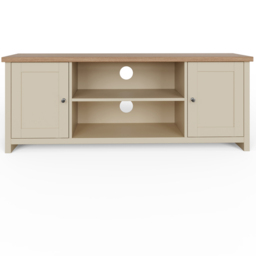 GFW Lancaster 2 Door 2 Shelf Cream Large TV Unit - Size: 39 x 130 x 50cm - Wilko - thumbnail 5