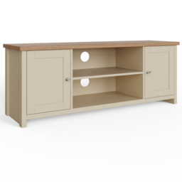 GFW Lancaster 2 Door 2 Shelf Cream Large TV Unit - Size: 39 x 130 x 50cm - Wilko - thumbnail 3