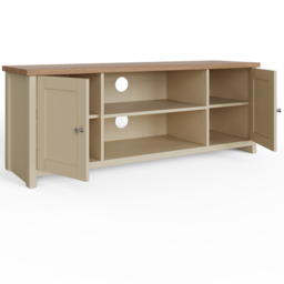 GFW Lancaster 2 Door 2 Shelf Cream Large TV Unit - Size: 39 x 130 x 50cm - Wilko - thumbnail 4