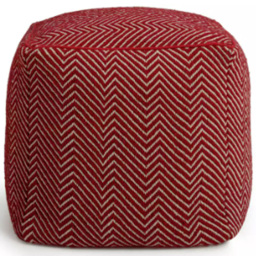 Kaikoo Cheveron Woven Dhurrie Cube Pouffe - Red - Wilko - thumbnail 3