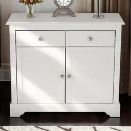 Seconique Stratford 2 Door 2 Drawer White Sideboard - Size: 80 x 93 x 38cm - Wilko - thumbnail 1