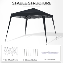 Outsunny 2.5 x 2.5m Black Awning Marquee Pop Up Gazebo Tent - Size: 250 x 240 x 240cm - Wilko - thumbnail 7