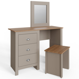 GFW Lancaster 3 Drawer Grey Dressing Table Set with Mirror - Size: 44 x 104 x 131cm - Wilko - thumbnail 4