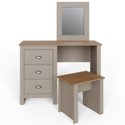 GFW Lancaster 3 Drawer Grey Dressing Table Set with Mirror - Size: 44 x 104 x 131cm - Wilko - thumbnail 3
