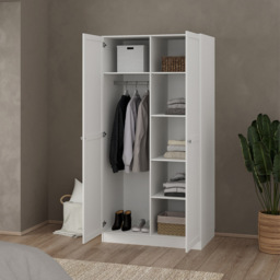 Furniture To Go Brande Double Door White Wardrobe - Size: 2 Door - Wilko - thumbnail 7