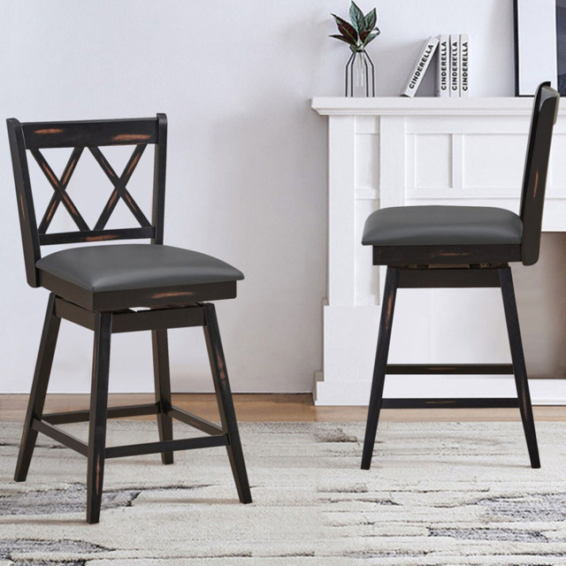 Costway Black Counter Height Bar Stool Set of 2 - Size: 91 x 56 x 24cm - Wilko - image 1