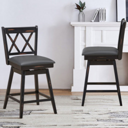 Costway Black Counter Height Bar Stool Set of 2 - Size: 91 x 56 x 24cm - Wilko