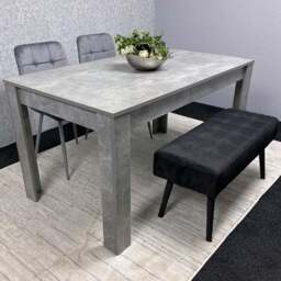 Portland 3 Seater Velvet Wooden Dining Set with Bench Grey and Black - Size: 6 Seater - Multi - Wilko