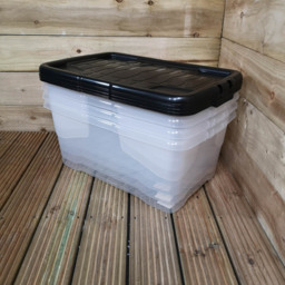 Samuel Alexander 42L Clear Stackable Storage Box with Black Lid 4 Pack - Size: 39 x 60 x 26cm - White - Wilko - thumbnail 3