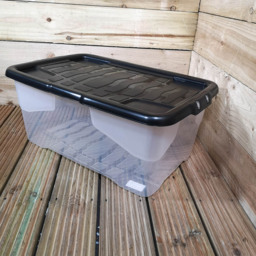 Samuel Alexander 42L Clear Stackable Storage Box with Black Lid 4 Pack - Size: 39 x 60 x 26cm - White - Wilko - thumbnail 4