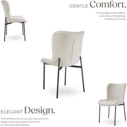tectake Tessa Set of 6 Off White and Black Woven Fabric Padded Dining Chair - Wilko - thumbnail 6