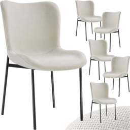 tectake Tessa Set of 6 Off White and Black Woven Fabric Padded Dining Chair - Wilko - thumbnail 3