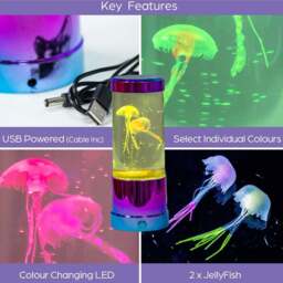 Global Gizmos Multicolour Jellyfish Aquarium Lamp 9 inch - Size: 23 x 9 x 9cm - Wilko - thumbnail 7