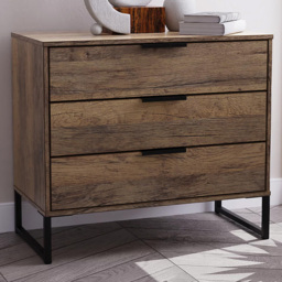 Crowndale Hong Kong 3 Drawer Vintage Oak Chest of Drawers - Brown - Wilko - thumbnail 1