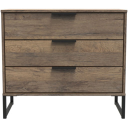 Crowndale Hong Kong 3 Drawer Vintage Oak Chest of Drawers - Brown - Wilko - thumbnail 4
