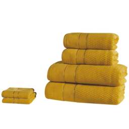 Rapport Home Royal Ochre Velvet Woven Cotton Hand Towel - Size: 3 x 80 x 50cm - Orange - Wilko