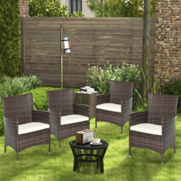 Outsunny Set of 4 Brown Rattan Garden Chair - Size: 4 Seater - Wilko