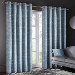 Intimates Warwick Blue Metallic Velvet Eyelet Curtains 168 x 223cm - Size: W 168 x D 223cm - Wilko