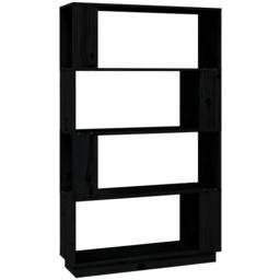 vidaXL 4 Shelf Black Solid Pine Wood Bookcase - Size: 132 x 80 x 25cm - Wilko - thumbnail 3