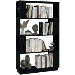 vidaXL 4 Shelf Black Solid Pine Wood Bookcase - Size: 132 x 80 x 25cm - Wilko - thumbnail 5