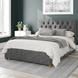 Aspire Olivier Double Charcoal Firenze Velour Ottoman Bed - Grey - Aspire Beds - Wilko