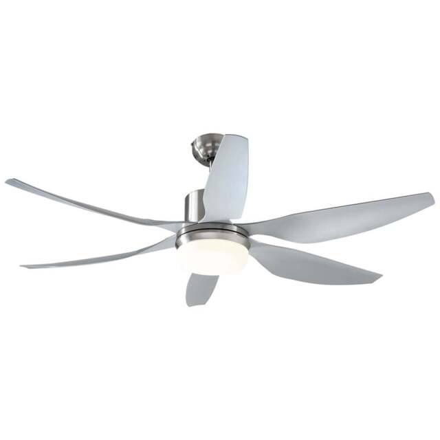 Portland Grey Reversible Ceiling Fan with Light - Size: 132 x 132 x 40cm - Silver - Wilko - image 1
