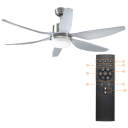 Portland Grey Reversible Ceiling Fan with Light - Size: 132 x 132 x 40cm - Silver - Wilko - thumbnail 4