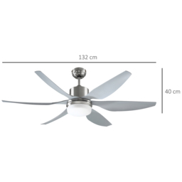 Portland Grey Reversible Ceiling Fan with Light - Size: 132 x 132 x 40cm - Silver - Wilko - thumbnail 7