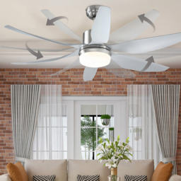 Portland Grey Reversible Ceiling Fan with Light - Size: 132 x 132 x 40cm - Silver - Wilko - thumbnail 6