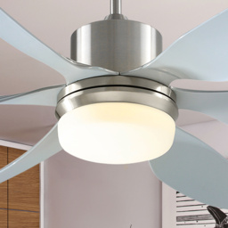 Portland Grey Reversible Ceiling Fan with Light - Size: 132 x 132 x 40cm - Silver - Wilko - thumbnail 5