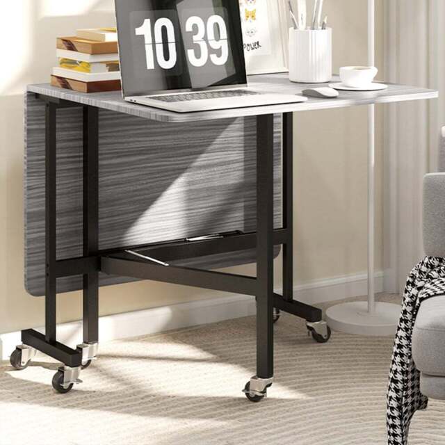 HOMCOM 6 Seater Grey Drop Leaf Mobile Dining Table - Wilko - image 1