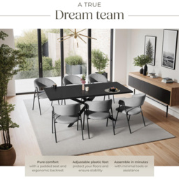 tectake Bedano Set of 6 Grey Dining Chair - Wilko - thumbnail 6