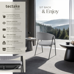 tectake Bedano Set of 6 Grey Dining Chair - Wilko - thumbnail 7