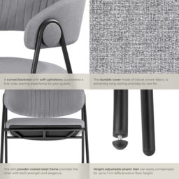 tectake Bedano Set of 6 Grey Dining Chair - Wilko - thumbnail 5