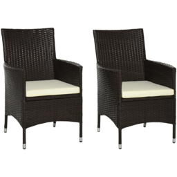 Outsunny Set of 2 Deep Coffee Rattan Dining Chair - Size: 2 Seater - Brown - Wilko - thumbnail 3
