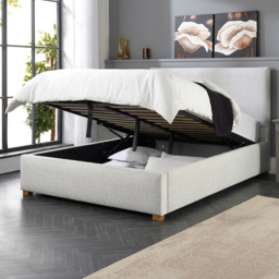 Aspire Double Platinum Boucle Upholstered Garland Ottoman Bed Frame - Grey - Aspire Beds - Wilko - thumbnail 7