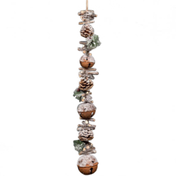 Shatchi Jingle Bell Christmas Garland with Sticks Berries and Pinecones 90cm - Size: 90 x 9 x 9cm - Brown - Wilko