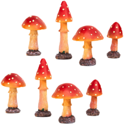 Marco Paul 8 Piece Red Mushroom Ornament - Size: 20 x 6 x 6cm - Wilko - thumbnail 1