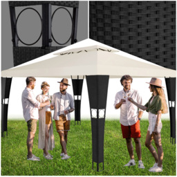 tectake Mona 4 x 3m Black and Cream Double Roof Gazebo - Wilko - thumbnail 3