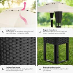 tectake Mona 4 x 3m Black and Cream Double Roof Gazebo - Wilko - thumbnail 6