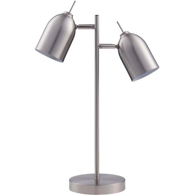 Teamson Home Mason Brushed Nickel Finish 2 Light Table Lamp - Size: 46.2 x 16.0 x 34.0cm - Brown - Wilko - image 1