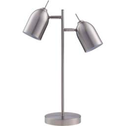 Teamson Home Mason Brushed Nickel Finish 2 Light Table Lamp - Size: 46.2 x 16.0 x 34.0cm - Brown - Wilko