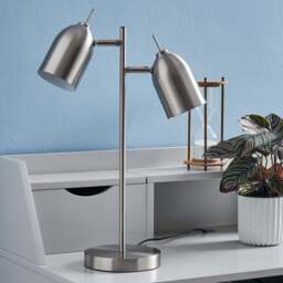 Teamson Home Mason Brushed Nickel Finish 2 Light Table Lamp - Size: 46.2 x 16.0 x 34.0cm - Brown - Wilko - thumbnail 3