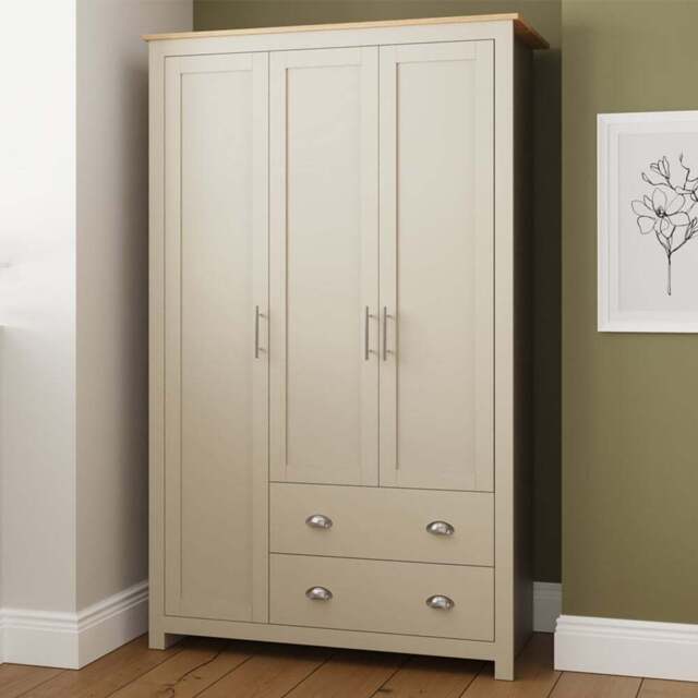 GFW Lancaster 3 Door 2 Drawer Cream Wardrobe - Size: 3 Door, 2 Drawer - Wilko - image 1